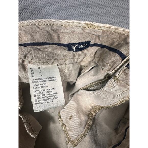 American Eagle Midi Stretch Shorts Size 10 Khaki Beige - Picture 7 of 8